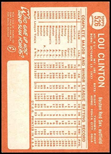 1964 Topps 526 Лу Клинтън Бостън Ред Сокс (бейзболна карта) в Ню Йорк + Ред Сокс