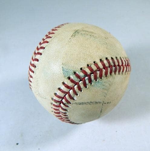 2022 Ню Йорк Метс Маями Марлинс В играта са Използвали Бял Бейзбол Лопес Джеф Макнил Фал - В играта MLB Използвани Бейзболни