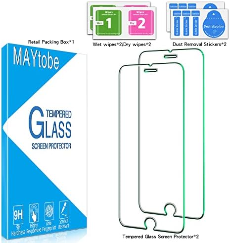 MAYtobe [2] Закалено стъкло за iPhone Plus 8, 7 Plus Plus 6S, Защитно фолио за екрана 6 Plus, без мехурчета, подходяща за своята