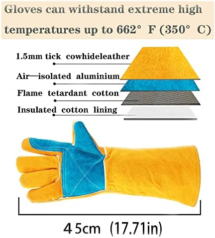 MOUTCLMB 23,6 /17,7 Инча 662℉ Кожени Заваръчни Ръкавици, които предпазват от ухапване от Ръкавици За работа с животни,