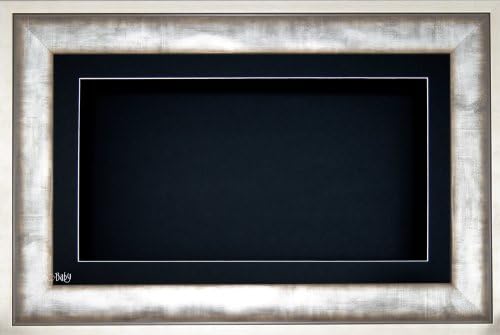 Голям дисплей BabyRice 7x13 / 13x7 в дървена рамка с ефект Urban Metal Сребрист на цвят, с Черна карта закрепване и подложка,