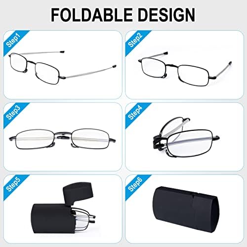 OKH 2 Опаковки Очила за четене За Мъже И жени, Сгъваеми, Преносими Очила в метални Рамки с леща, блокирующей Синя Светлина,