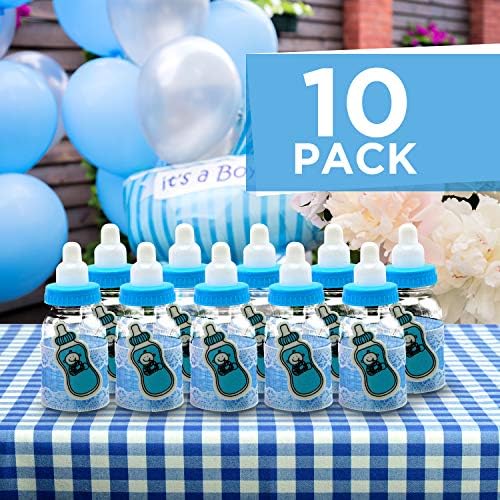 Мини бутилка Your Favourite Moments: 10 x Сини Малки бутилки за парти с капаци - Магазини за Буркани за детска душа, разкриване на пол, рожденни Дни | Детска бутилка