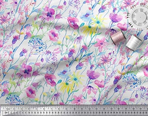 Памучен трикотажная плат Soimoi с флорални акварельным принтом, шевна плат с ширина 58 см