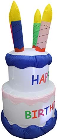 Два комплекта бижута за рождения ден и на Хелоуин, комплектът включва надуваем торта честит рожден ден на височина 6 фута със свещи и надуваема
