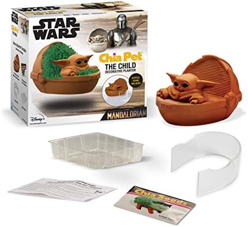 Домашен любимец Чиа - Уили Нелсън - с пакет семена и Изключителен мокър издание на Star Wars The Child Пет с поставка, той е Дете на