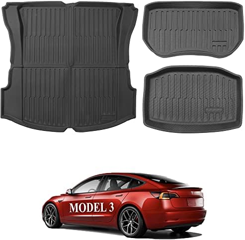 ITESLAX 3ШТ 2021 2022 2023 Аксесоари Tesla Модел 3 Противоскользящий багажника, Предния багажник, заден багажника Подложка За съхранение