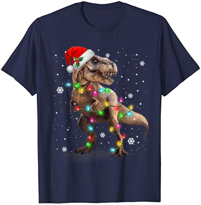 Коледен Пуловер с коледната Елха Динозавър тираннозавра Рекса, Коледна Тениска с Домашен любимец Динозавром Трексом