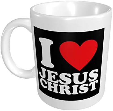 Порцеланови Чаши За Кафе I Love Jesus Christ, Класическа Керамична Чаша За Чай Лате, Капучино, Бяло