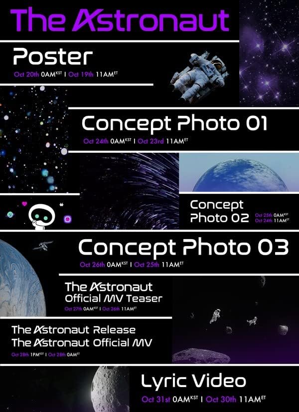 Cd-диск с 1 м сингъл BTS ДЖИН The Astronaut + Сгъваема плакат в опаковка + Книга + Лирична картичка + Картичка + Два стикера
