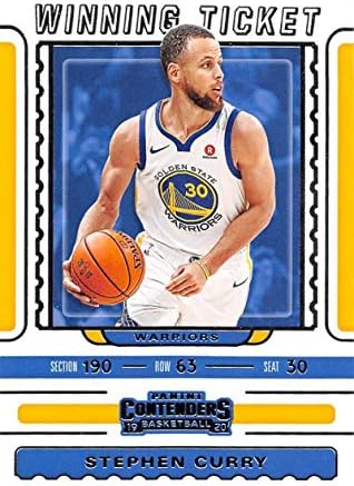 2019-20 Панини Contenders Печеливш билет №7 Стивън Къри Голдън Стейт Уориърс Баскетболно търговска картичка НБА
