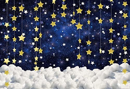 7x5ft Детско Шоу в Нощното Небе Мерцающая Малка Звезда Снимки Декори Бял Облак, Галактиката Звездното Небе Плат На Фона На Рожден