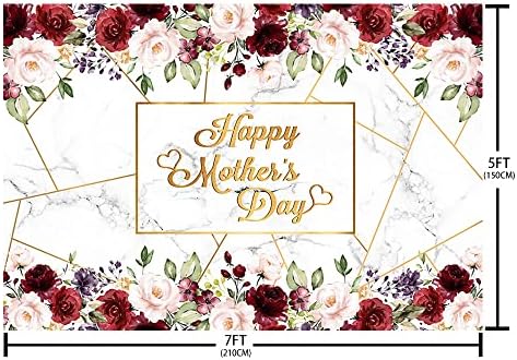 AIBIIN 7x5ft Щастлив Фон за Деня на Майката Розов цвят Бордо Цветен Мрамор Фон За Снимки Обичам майка ми, Обичам Те, Мамо, Декорации
