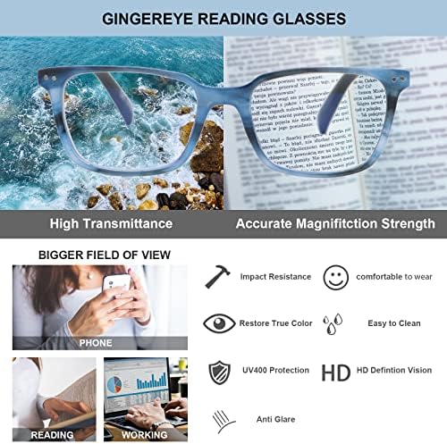 Комплект от 3 теми, Блокер Синя Светлина Компютърни Очила За Четене, Модни Квадратни Очила за Четене с Пружинным тръба на шарнирна Връзка