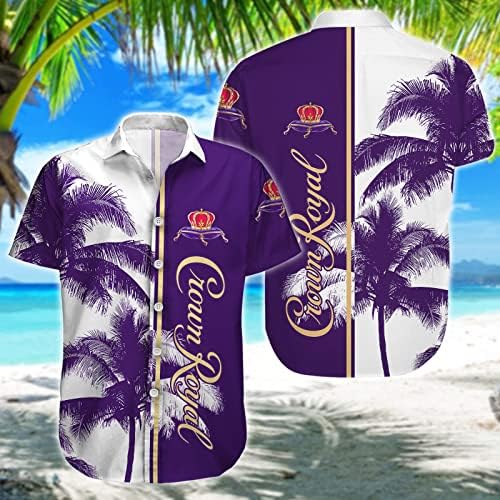 Хавайска Риза Crown Фен, Почивки На Алоха, Ежедневни Риза С Копчета И Къс Ръкав, Цветни Летни Подаръци