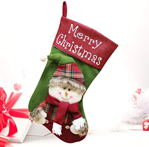 Преносим Коледни Чорапи, Висулка във формата на Елхи, Чорапи, Окачени Украса За Камината, Бонбони, Подарък Чанта, Подаръци за Партита (Снежен