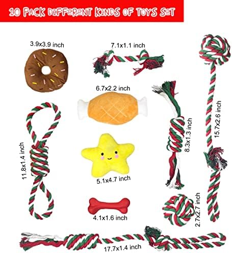 Коледен отглеждане LOGAZOO за кучета, Празничен Чорапи за кучета с 10 Играчки за малки кученца за малки кучета, включително Плюшени