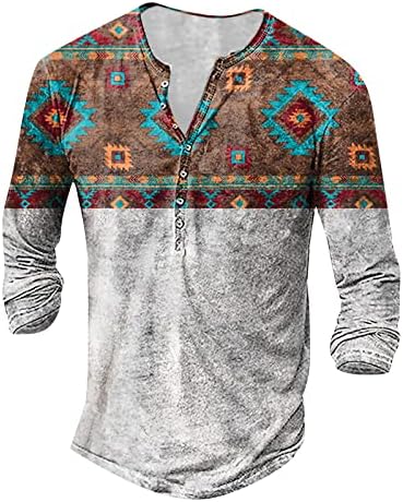 Тениски с Етнически Модел западните Ацтеките, Мъжки Блузи С V-образно деколте и дълъг Ръкав, по-Големи Размери, Мъжки Ежедневни
