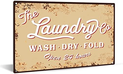 Лидице Знак Laundry Co Домашен Стенен Декор 8x12 См, Селски Метална Подвесная Знак за пране, Декор за пране на закрито
