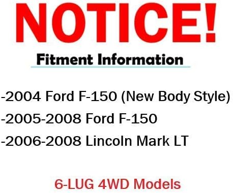 Ос Детройт - 4WD 6-Назъбени Предни и Задни Дискови Дискове + Керамични Спирачни Накладки за Смяна на Ford F-150 Lincoln Mark