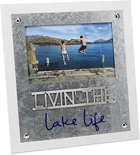 Pavilion Company Gift 67547 Рамка за снимки със задната страна на Мольберта с размери 4x6 Инча Livin' The Lake Life, 4x6, Бяла