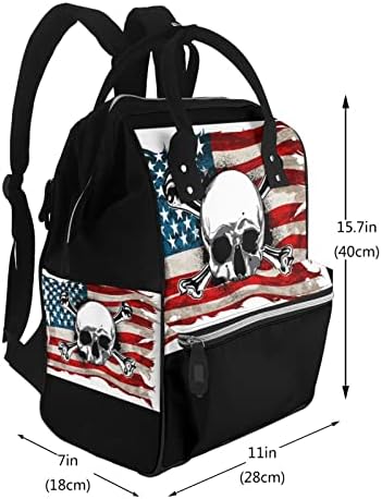 Раница-чанта за памперси с черепа на американското, Многофункционална Детска Чанта, Чанта за памперси за бременни, по-Голям Капацитет,