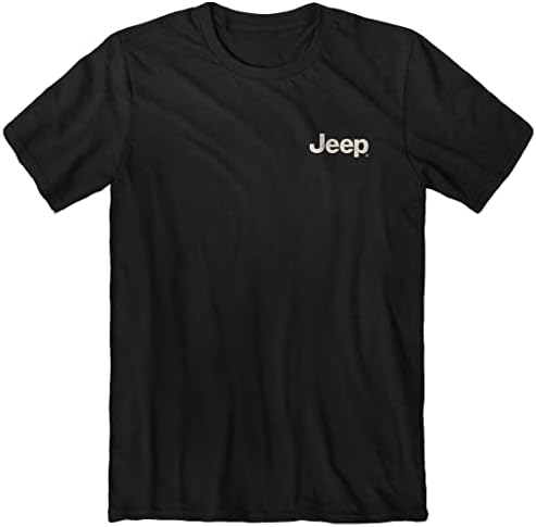 Мъжки t-shirt Jeep Freedom Открито с къс ръкав, Черна | с флага на сащ, дизайн Wrangler Rubicon | От памук Ringspun, черен