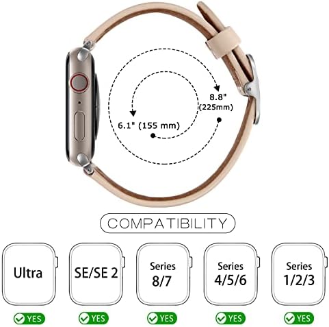 Кожени въжета Tasikar, съвместими с каишка на Apple Watch 49 мм 45 мм 44 мм 42 мм, кожен Взаимозаменяеми каишка за смарт часа, съвместим