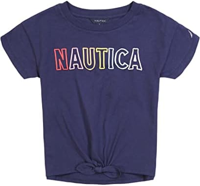 Тениска с графичен дизайн за момичета Наутика с къс ръкав и завязкой Отпред