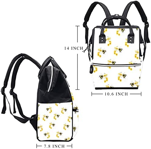 Жълта Чанта за бебешки Пелени с Шарките на Пчелите, Персонални Раница за Памперси за Бременни, Пътна Чанта-Тоут за мама и Татко