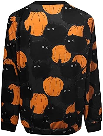 Жена пуловер ZEFOTIM размер плюс за Хелоуин, сексуални графични тениски, ежедневни блузи с кръгло деколте и дълъг ръкав,