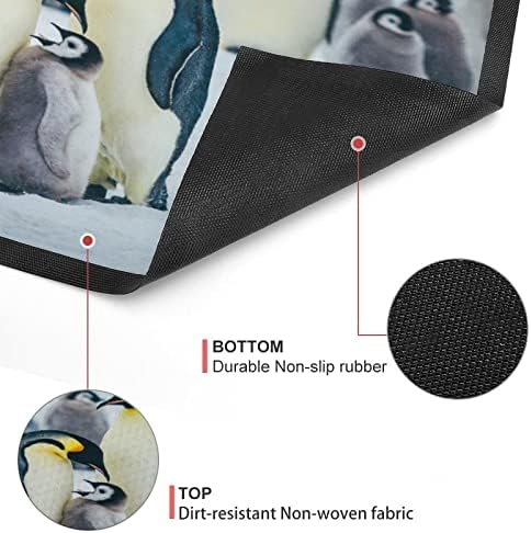 ERUXUGB Най-Сладки Зверята | Хранене Пингвини Черна Гума Тъкан килим за пода (80 х 50 см