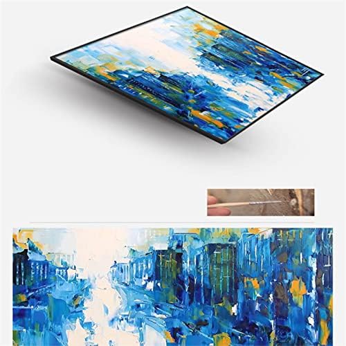 Ръчно Рисувани, Текстурирани маслена живопис, Абстрактна Синята Градска Градинска Площ, Модерна Стенни Живопис на Големия Размер На Платното,