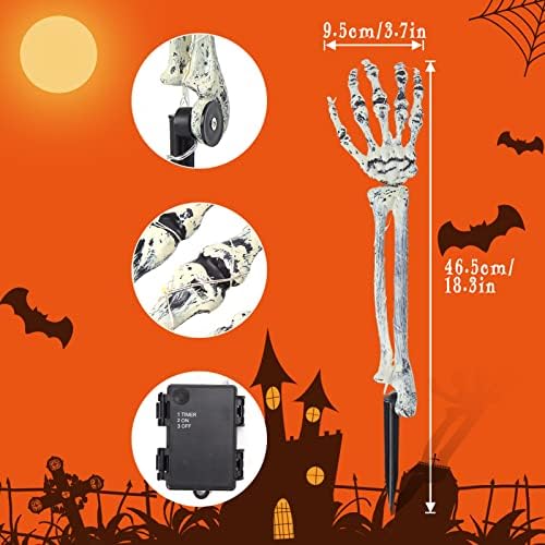 Acekid Декорации за Двор на Хелоуин, Осветени от Уличните Украси с виртуален скелет, Улични Украси с виртуален скелет на Хелоуин
