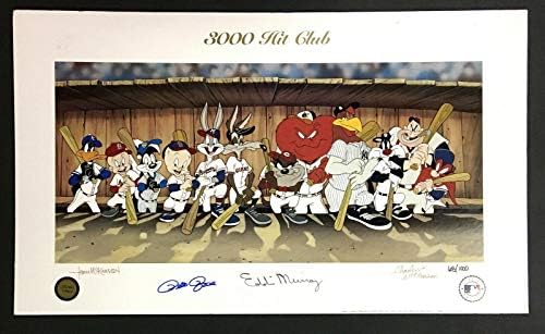 Пийт Роуз и Еди Мъри подписа хит 3000 McKimson Looney Tunes litho 2 auto COA Le - С автограф от MLB Art