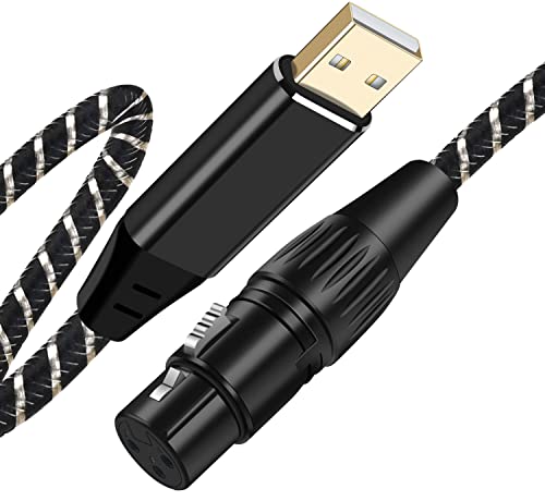 Кабел за микрофон NCGGY USB Кабел-конвертор XLR за свързване на микрофон към USB конектора, за микрофони или запис на караоке пеене, 16 фута (XLR към USB)