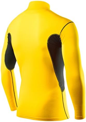 Мъжка тениска за бягане TCA с Супертеплым Компрессионным Базов слой За футбол с дълъг ръкав - Имитация на врата - Звуков Жълт / Черен,