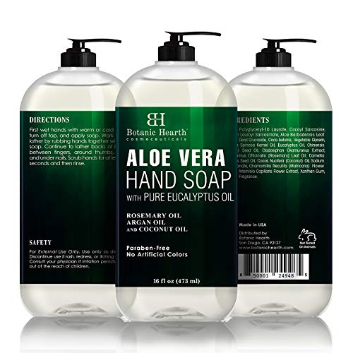 Сапун за ръце Botanic Hearth с алое Вера и етерично масло от евкалипт - Течен препарат за измиване на ръцете за Почистване, хидратация