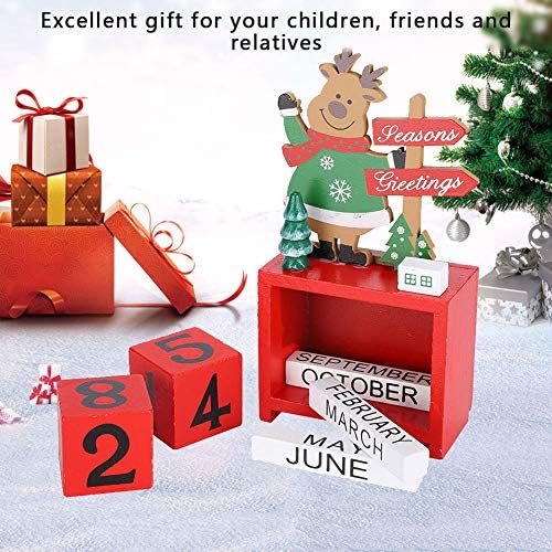 Украса Коледен Календар,Червена Дървена Кутия за Обратно Отброяване Дата на Коледа, Кутия за Обратно Отброяване Датата на Коледната Елха,