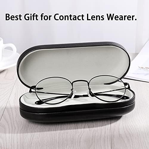 Калъф за контактни лещи и очила Zettokete 2 в 1, Двустранен дизайн с двойно предназначение с Огледало, Пинсети и Бутилка