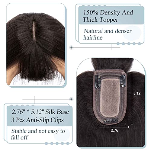 Топперы за коса TESS за жени изработени от естествени човешки косми, плътност 150%, 7 * 13 cm, ширина Коприна в основата, Най-топперы