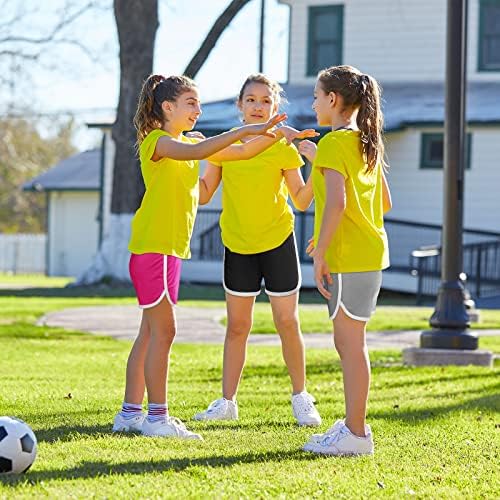 Resinta 5 Опаковки Шорти за бягане за Момичета бързо съхнещи Активни къси Панталони От Полиестер Детски Спортни Шорти, Спортни