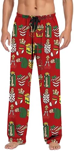 Мъжки Коледни Пижамные Панталони С Еластичен Ластик На талията, Пижамные Панталони за Коледното Хол, Удобни Ежедневни Дълги Пижамные