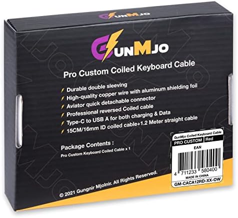 Обичай Навити USB кабел C GUNMJO Pro за гейминг клавиатура, Механичен кабел за клавиатура с два ръкава и подвижна метална авиатором, на