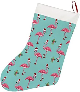 PmseK Сини Коледни Чорапи с фламинго, 18 Инча, Големи Коледни Чорапи, Персонални Украса за Коледните Чорапи, Здрава Подвесная Линия