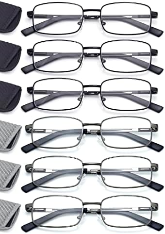 Мъжки слънчеви Очила За четене HIGHLIKE, Метални Гъвкави Ридеры от Неръждаема Стомана с Меки Сгради, Прозрачни Лещи Blue