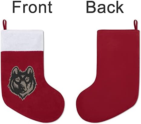 Символ на Волчьей Главата Коледни Чорапи-Чорапи с Плюшено Камина, Висящи за Домашен интериор Елхи