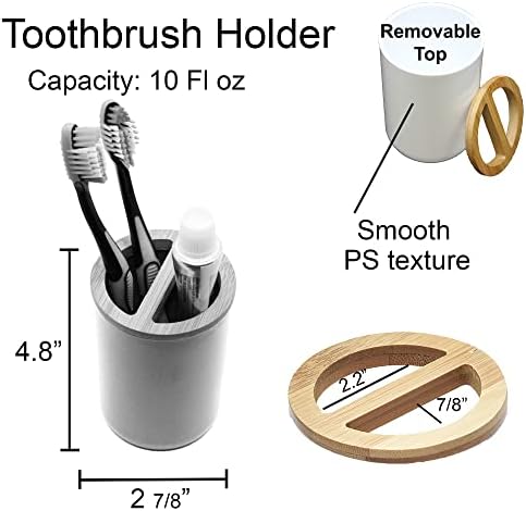 Държач за четка за зъби и паста за зъби EVIDECO Bamboo Top За Баня, Бял / Кафяв