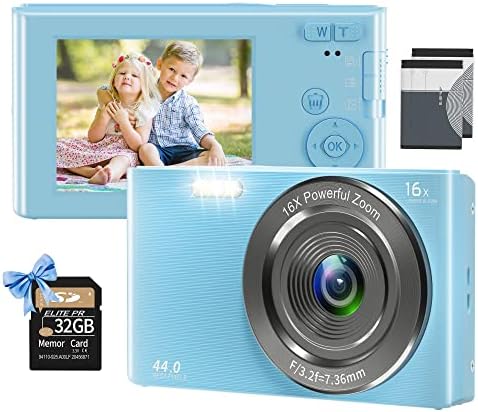 Цифров фотоапарат UIKICON, Детска помещение FHD 4K 44MP Камера с 32 GB SD карта, 16-кратно Цифрово увеличение, Компактен Фотоапарат
