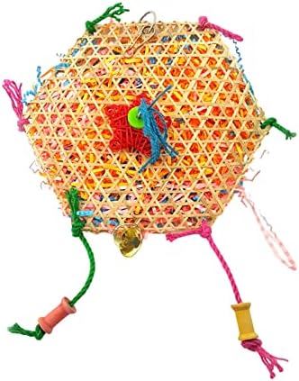 ＫＬＫＣＭＳ птича Дъвчене Играчка Подвесная Птичья Клетка Цветна Matte Бамбук Интерактивни Играчки Поставка Играчки за Папагали